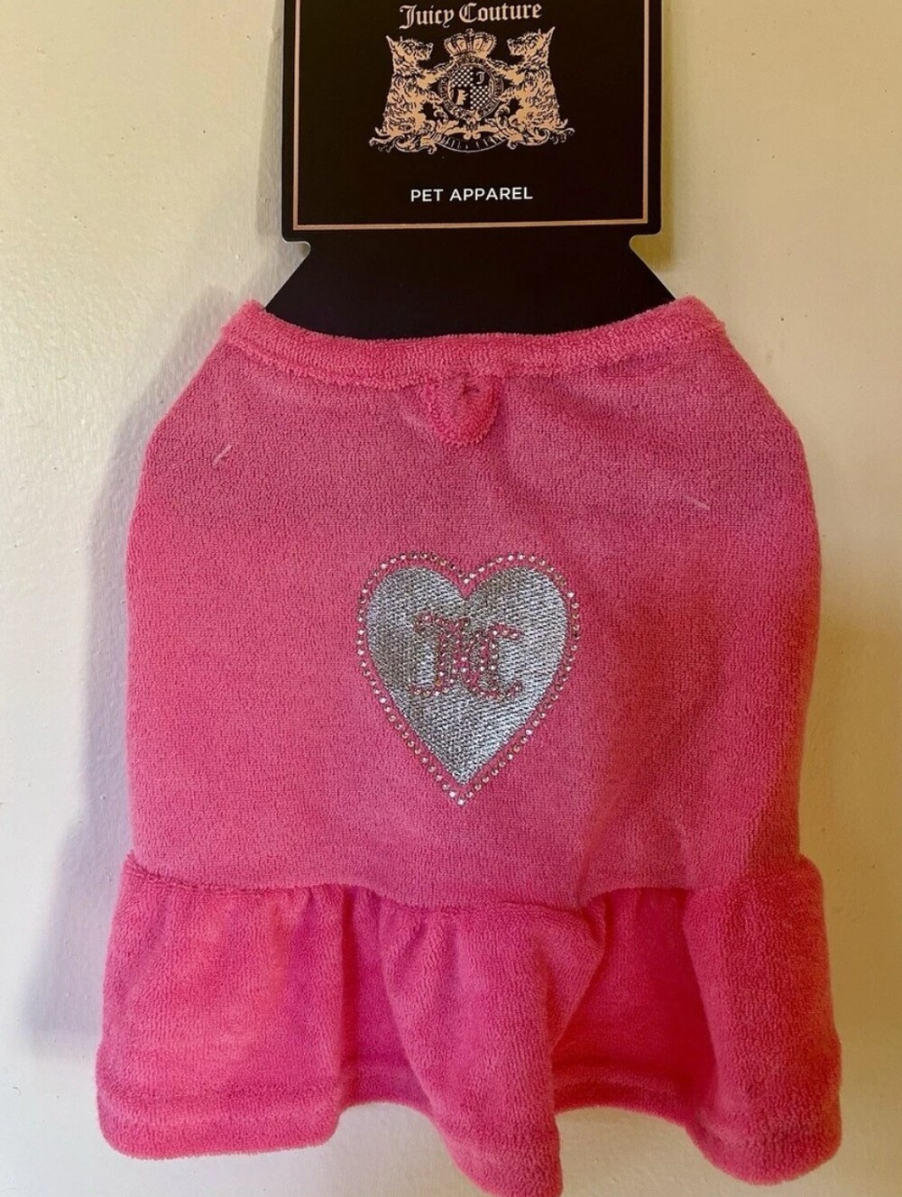 Juicy couture pink heart logo dog apparel dress M/L
